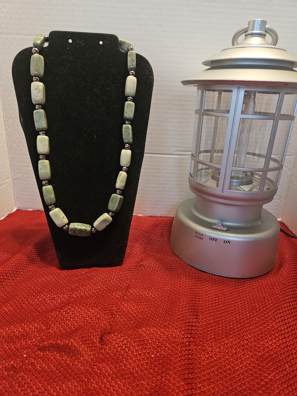 Green Rectangle Stone Necklace - Unbranded